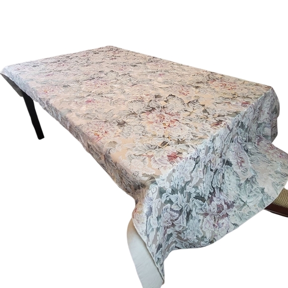 Vintage Floral Dining Tablecloth - Cream, Pink, Green - Picture 3 of 6